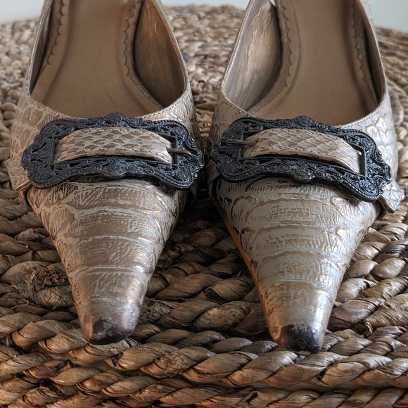 Carlos Santana Pointed Toe Faux Gator Slingback 8 - Picture 8 of 12